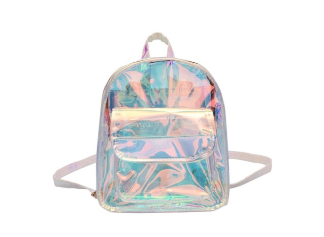 BYDI Mini Mochila Holográfica Transparente