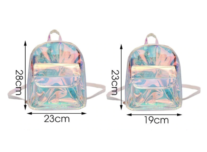 BYDI Mini Mochila Holográfica Transparente
