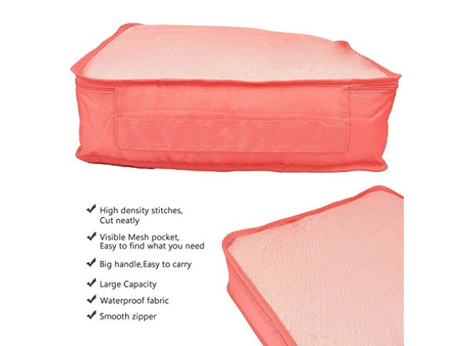 Travel Organizers 7 Set,Mesh Clothes Bags Durable Luggage Packing Cubes with Bra Shoe Bag