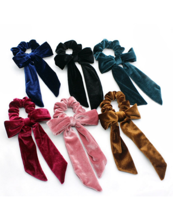 Scrunchies Prendedor De Cabelo Elástico De Veludo com Laço (Cores)