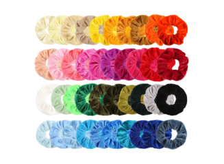 Kit Scrunchies Prendedor de Cabelo Elástico de Veludo (Contém 40)