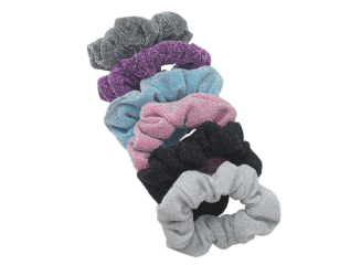 Kit Scrunchies Prendedor de Cabelo Elástico Glitter (Contém 6)