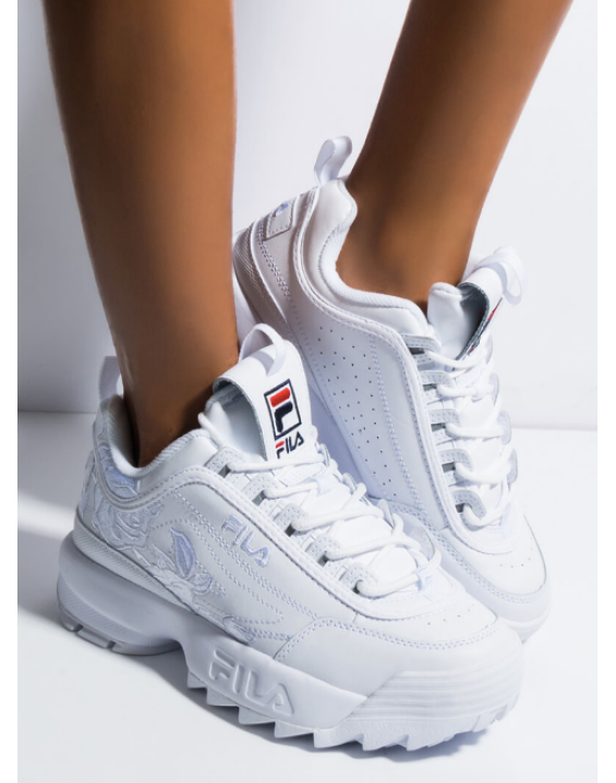 Tênis FILA Disruptor 2 Embroidery Roses Branco Bordado