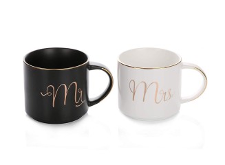 Kit Caneca de Mármore para Casal Mr. e Mrs. 340ml