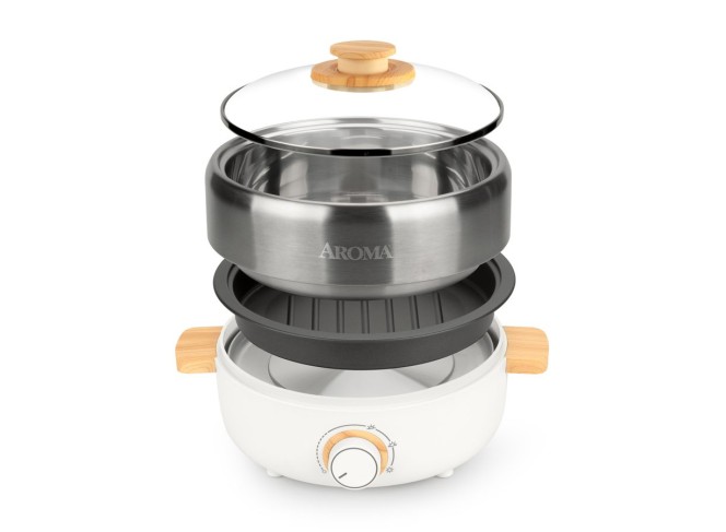 Aroma Housewares Panela Elétrica Dupla Whatever Pot com Grill