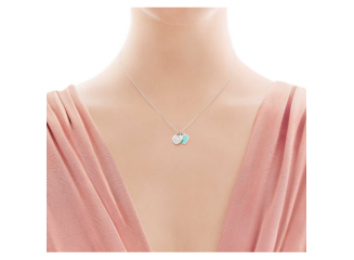 Tiffany & Co. Mini Double Heart Tag Pendant Cordao Colar