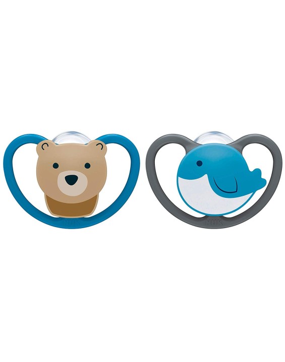 NUK Kit Chupeta Ortodôntica Urso e Baleia 0-6 Meses (Contém 2)