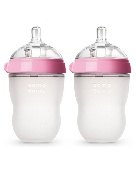 Comotomo Kit Mamadeira Copo Infantil Rosa 236ml (Contém 2)
