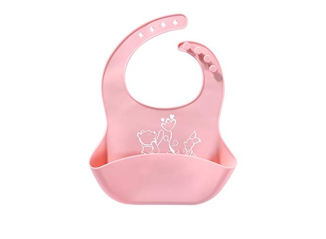 LaBelleV Kit Jogo Americano e Babador de Silicone Ursinho Pooh Rosa