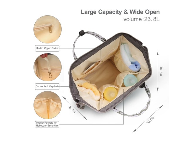 HaloVa Mochila de Maternidade Multifuncional Expansível Cinza