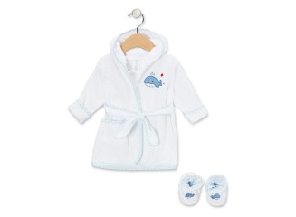 Spasilk Kit Robe de Banho Infantil com Sapatinhos Baleia 0-9 Meses
