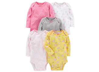 Carter's Kit Body Feminino Amarelo e Rosa Simple Joys (Contém 5)