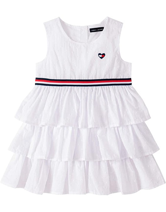 Tommy Hilfiger Vestido Infantil de Babado Branco