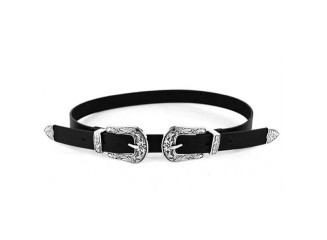 Cinto Boho Fivela Dupla Prata com Elástico