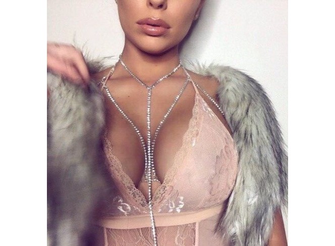 Sutia de Strass Body Chain Fierce Prata