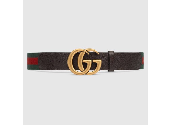 GUCCI Cinto Web Marmont Fivela Double G Dourado