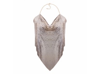 Blusa Cropped Frente Única Metálico Dourado