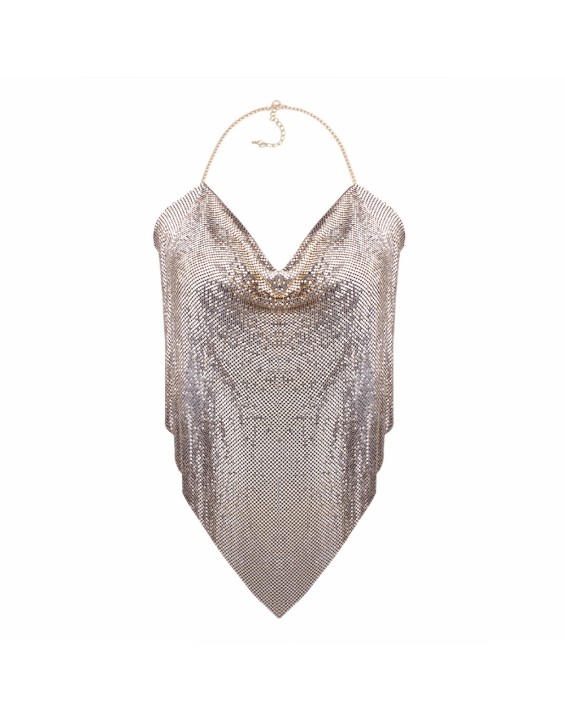Blusa Cropped Frente Única Metálico Dourado