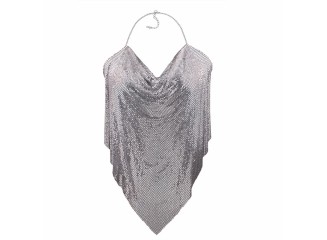 Blusa Cropped Frente Única Metálico Prata