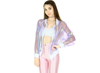 BYDI Jaqueta Bomber Transparente Holográfica