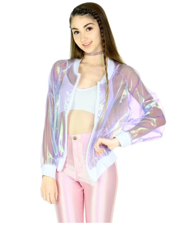 BYDI Jaqueta Bomber Transparente Holográfica