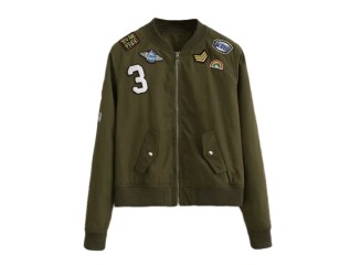 BYDI Jaqueta Bomber Verde Militar Army com Patches