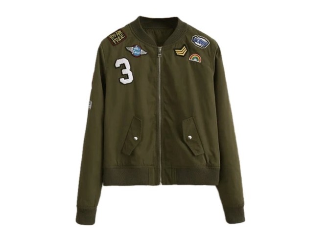 BYDI Jaqueta Bomber Verde Militar Army com Patches