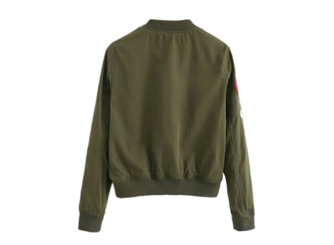 BYDI Jaqueta Bomber Verde Militar Army com Patches