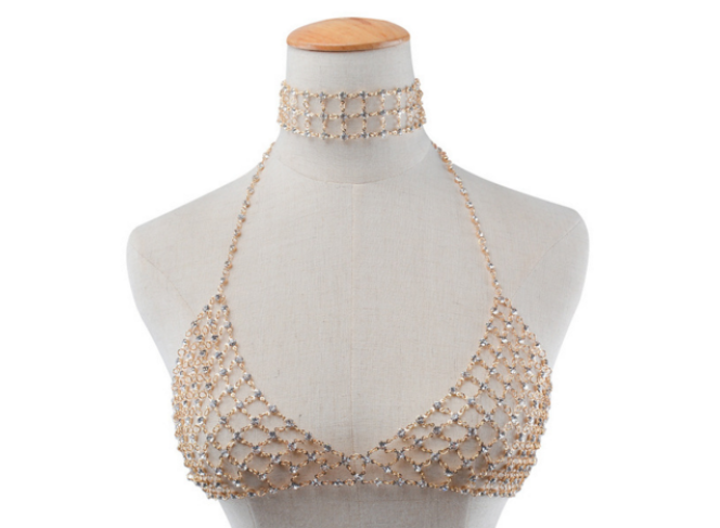 Sutia de Strass Bralette Sparkle Choker
