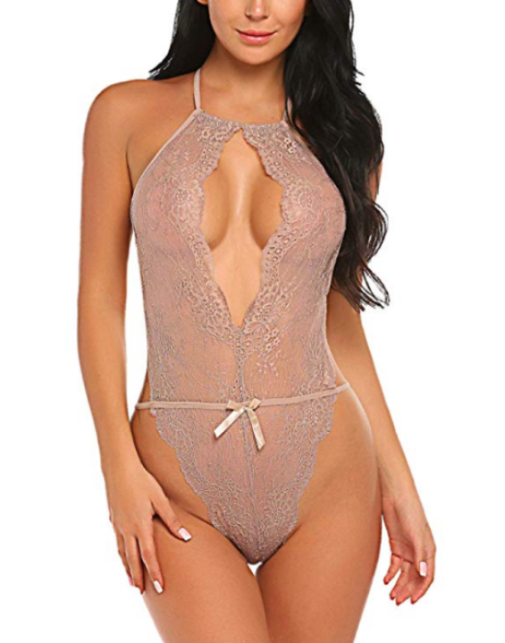 Teddy Lingerie Body de Renda Nude