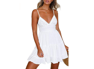 Vestido Curto com Renda Floral Branco
