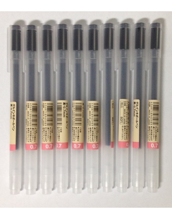 MUJI Kit Caneta Gel Ballpoint Preta 0.7 (Contém 10)