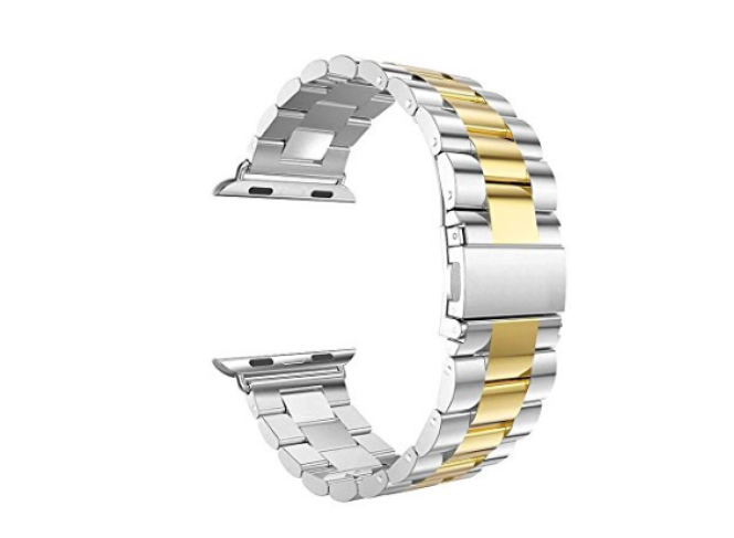 Pulseira de Aço Inox para Apple Watch Clássica Silver Gold