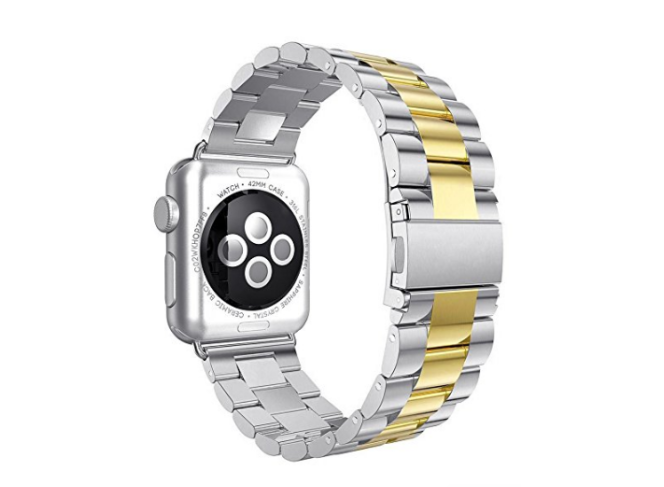 Pulseira de Aço Inox para Apple Watch Clássica Silver Gold