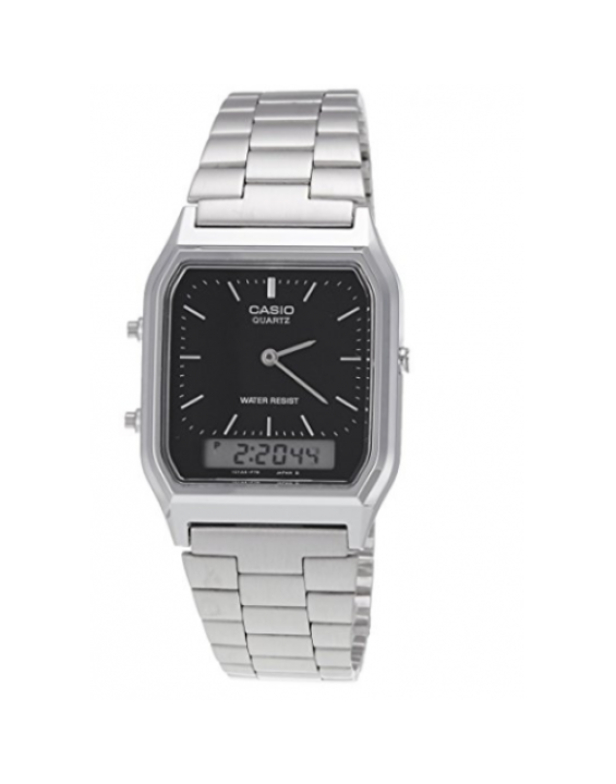 Casio Relógio Vintage Analógico e Digital A178WGA1A Prata e Preto