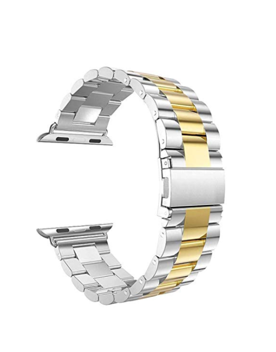 Pulseira de Aço Inox para Apple Watch Clássica Silver Gold