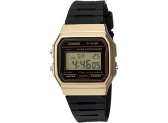 Casio Relógio Digital Vintage F91WM-9ACF Preto e Dourado