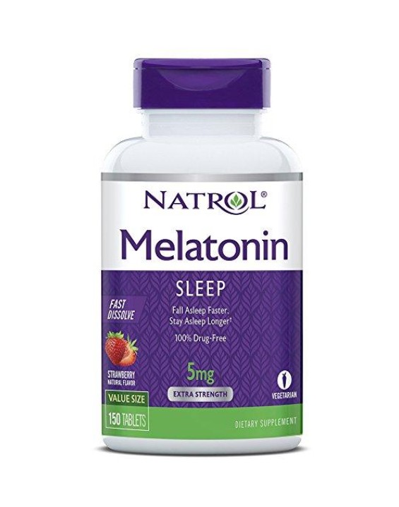 Natrol Suplemento De Melatonina 5mg Fast Dissolve Sabor Morango (150 Comprimidos)
