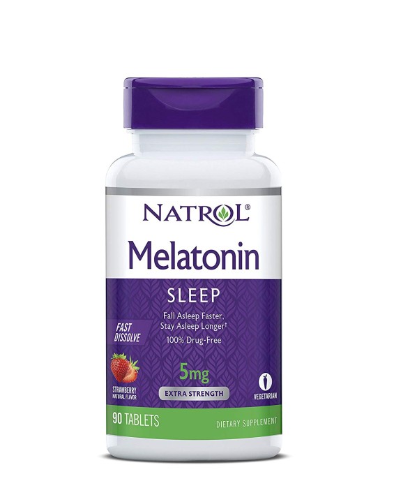 Natrol Suplemento De Melatonina 5mg Fast Dissolve Sabor Morango (90 Comprimidos)