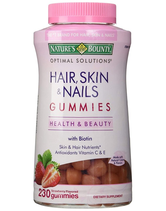 Nature's Bounty Suplemento em Balas Gummies Hair, Skin & Nails Sabor Morango (Tamanhos)