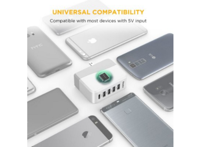 EasyAcc Adaptador Carregador de Parede com 4 saídas USB