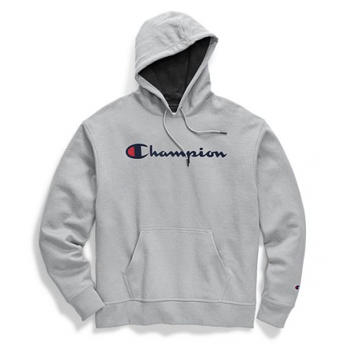 Champion Casaco de Moletom com Capuz Script Logo Cinza