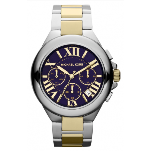 relogio michael kors azul e dourado